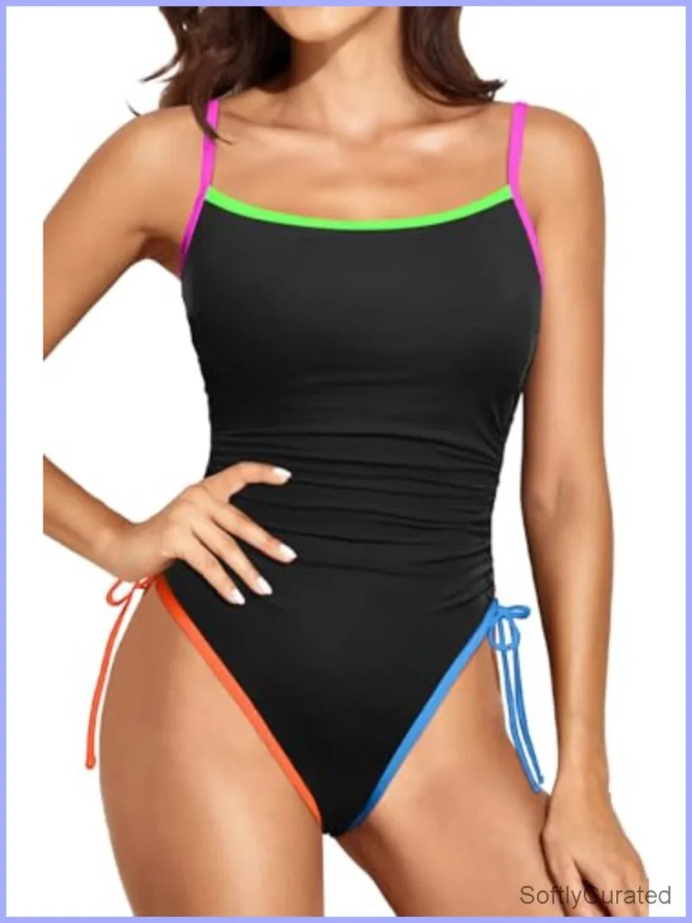 High Cut One Piece Swimsuit with Tummy Control Removable Padded Bras